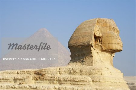 this is the sphinx and the cheops pyramid in Egypt