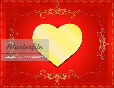 Golden Heart with classic border and swirls- In vector version all elements are independent and can be reused