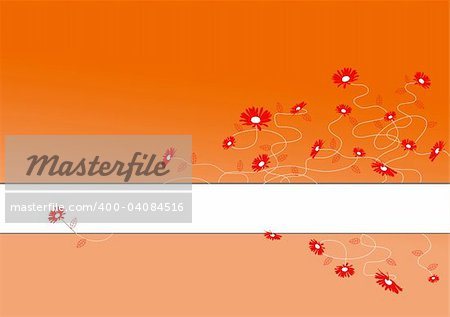 Red flowers with place for text. Vector