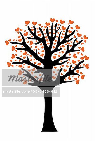 tree with heart leaves, vector background