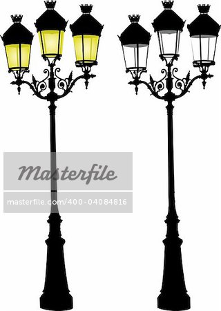 Vector illustration of Glowing retro street lamp