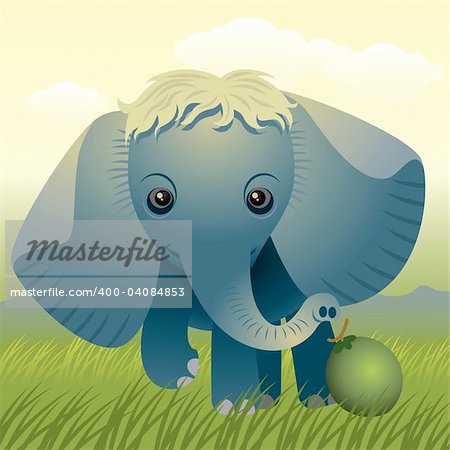 Vector illustration of a baby elephant. If you like this illustration, check out our baby animal collection.    You can use any vector compatible software to open/modify/use the file. The different graphics are on separate layers so they can be easily edited individually. Scalable to any size without loss of quality.