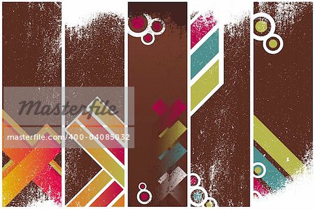 Set of five vintage grunge vertical banners background. Easy to insert your text over and animations.
