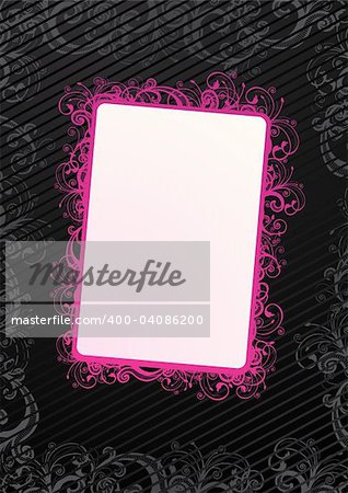 Vector illustration of black floral wallpaper with copy-space