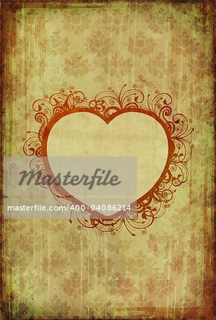 Vintage wallpaper with floral heart for your text