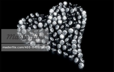 3d rendering of diamonds in the shape of a heart