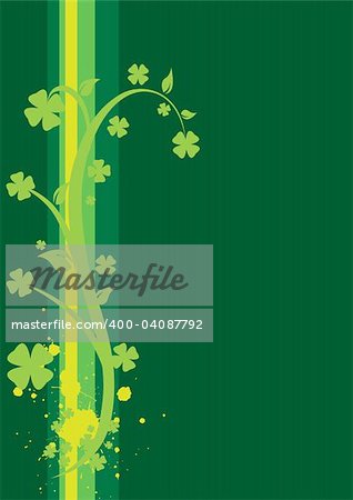 St. Patrick's Day Floral Background - vertical with swirls