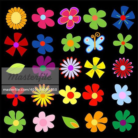 colorful spring flowers vector illustration