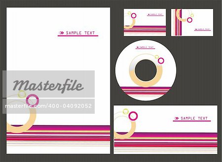 set of corporate identity - letter, blank, disk and buiness cards. vector