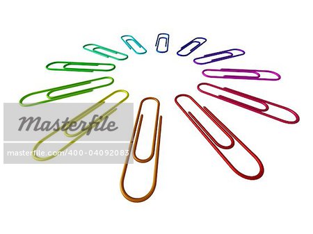 12 colored paper clips located on a circle