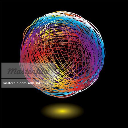 illustrated Brightly colored rainbow scribble with drop shadow