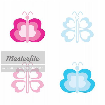 Four abstract butterflys. Vector illustration.