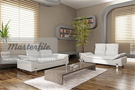 modern apartment interior (3D rendering)