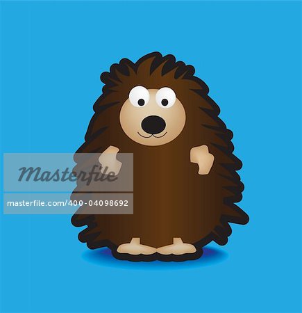 Funky vector illustration of a hedgehog with a chunky black outline