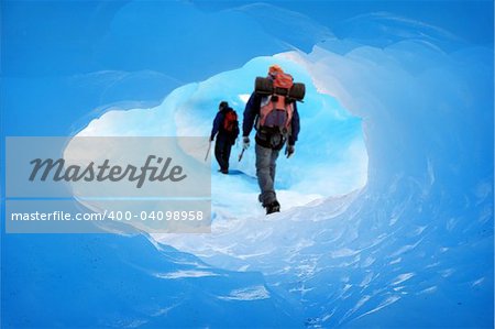 A Mountain climbers at Perito Moreno Glacier, Patagonia, Argentina