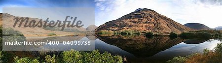 Still reflections of mountains in Lochan Urr in Scotland's Glen Etive