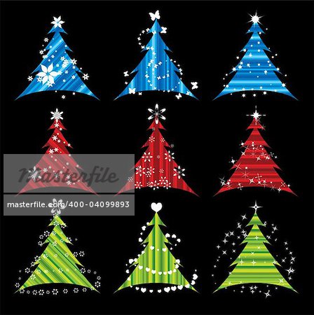 Christmas tree, set of design elements