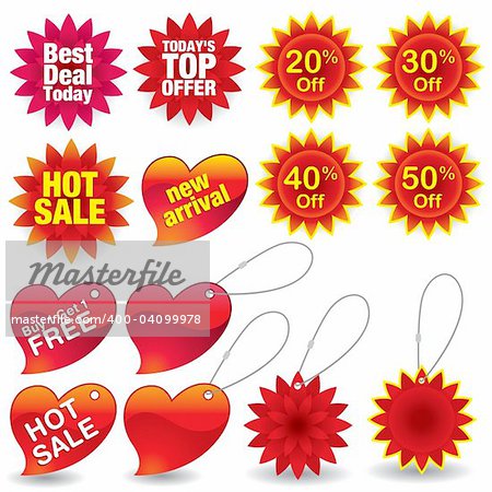 Vector illustration of various colorful sale marks.