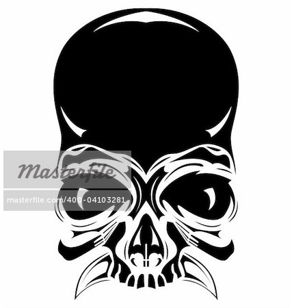 human vector black skull, tattoo