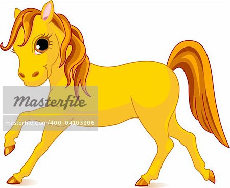 Vector Illustration of walking beautiful yellow horse