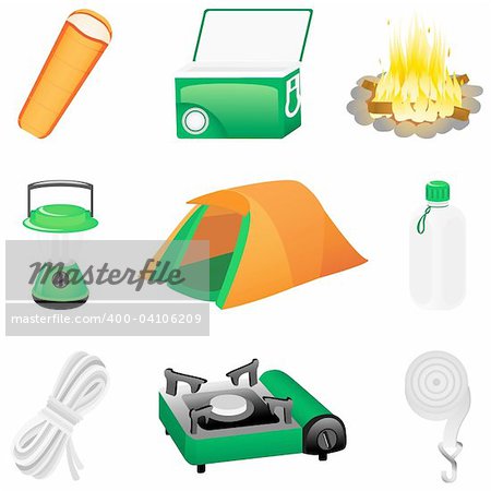 Set with camping icons