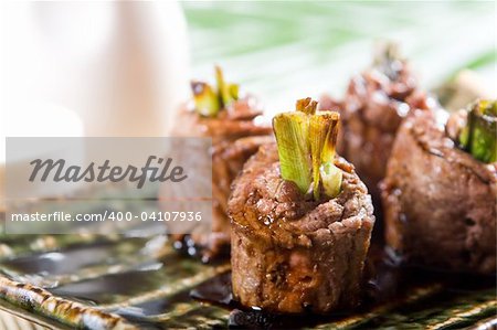 beef steak roll cooked in chinese style