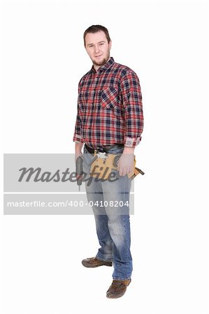 worker with tools . over white background