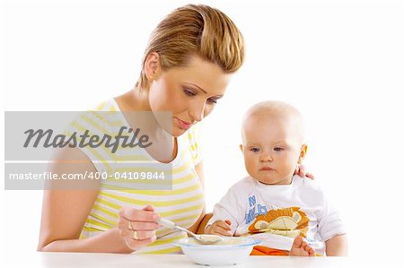 Young attractive mother with cute little baby