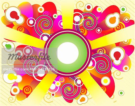 Abstract Retro Style Background with swirls and no transparencies