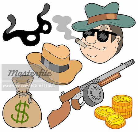 Gangster collection on white background - vector illustration.