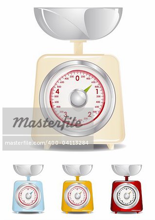 Retro Kitchen Scale Illustration (Global Swatches Included)