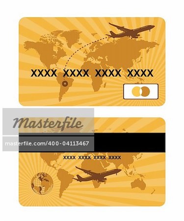 Bank card design, world travel