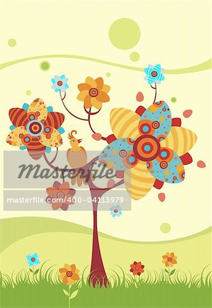 vector illustration of a easter tree