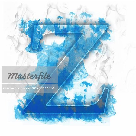 Burning Letter with Blue true flames and smoke