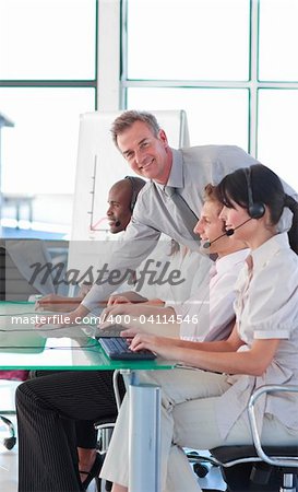 International business people working in a call centre