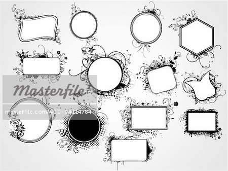 set of distinct shape artistic floral frame, vector illustration