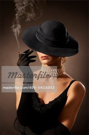 elegant lady with fuming cigarette