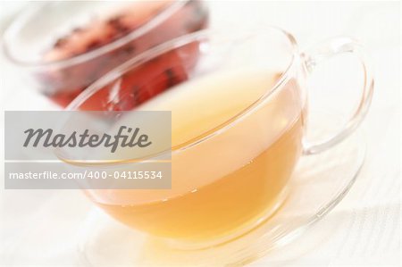 Two cups of tea - fruity and yellow