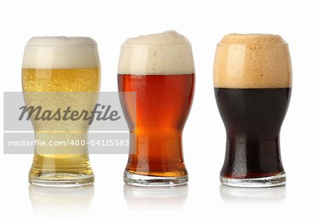 Three cold beer, isolated on white