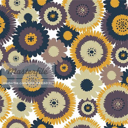 Abstract Retro Flowers Retro Seamless Background