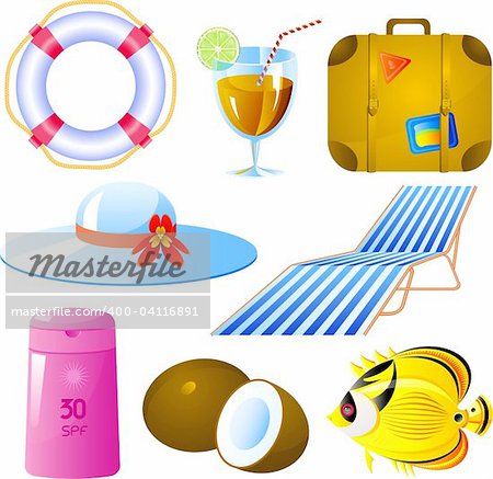 Vector image of vacation icon set, isolated