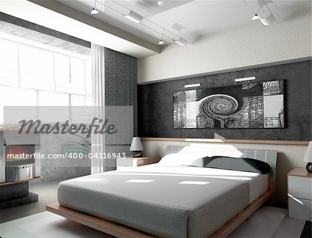 Interior of a sleeping room 3d render