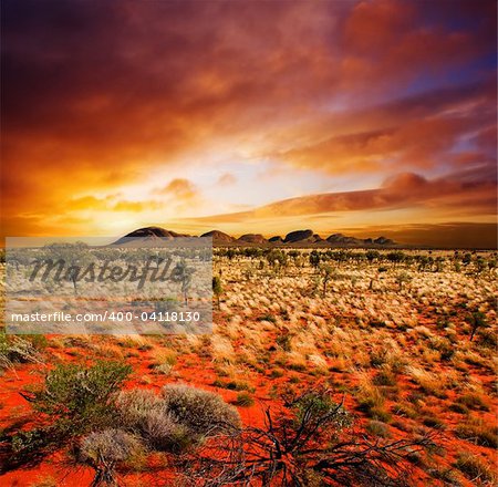 Sunset over a central Australian landscape