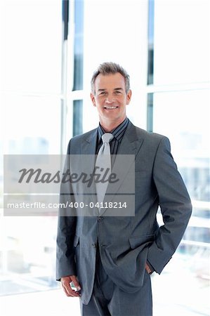 Smiling mature businessman standing in office