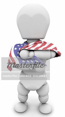 3d render of man with american flag