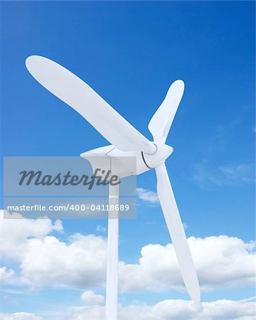 3d render of wind farm turbine and clouds