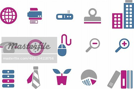 Vector icons pack - Blue-Fuchsia Series, office collection