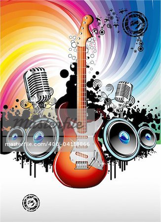 Music Event Background with a colorful Electric Guitar