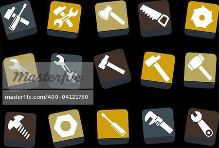 Vector icons pack - Yellow-Brown-Blue Series, tool collection