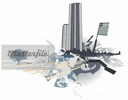 Vector illustration of style urban background